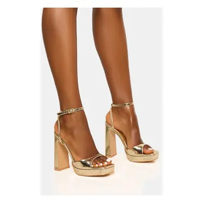 Resist Gold Peep Toe Barely There Platform Heels