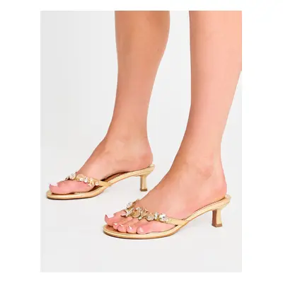 Eldwen Gold Mirror Pu Under the Sea Trim Mule High Heels