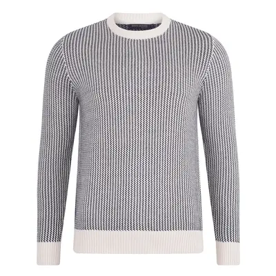 Mens Cotton David Fisherman Tuck Stitch Jumper - Off White | Large | Paul James Knitwear
