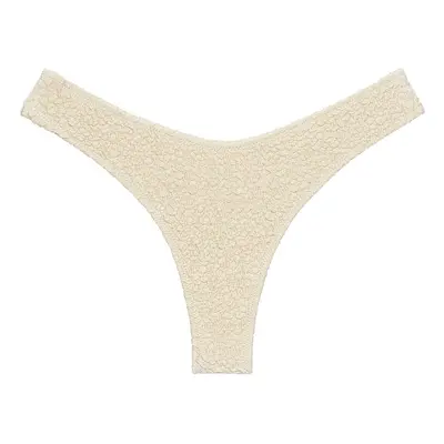 Women's Neutrals Oat Texture Lulu Zig-Zag Stitch Bikini Bottom | XXL | Montce Swim