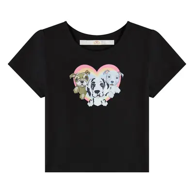Women's Cloud Haven Big Heart Signature Tee | Rainbow Graphic Crop Top Black | Xl