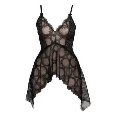 Women's Black Mind Games Lace & Check Tulle Mullet Nightie | Large | Carol Coelho