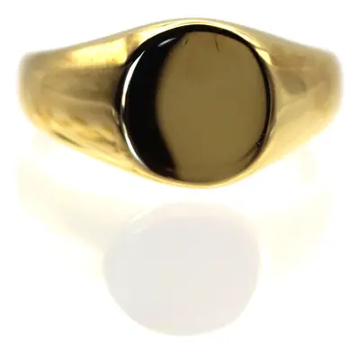 Men's Bold Signet Yellow Solid Gold Ring | Vicstonenyc Fine Jewelry