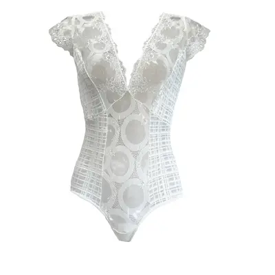 Women's Mind Games Off White Ouvert Bodysuit | Extra Large | Carol Coelho
