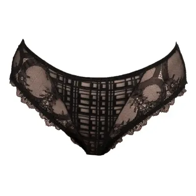 Women's Black Mind Games Lace & Check Tulle Brief | Medium | Carol Coelho