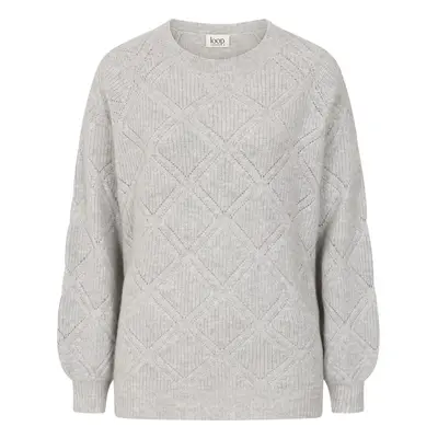 Women's Diamond Stitch Sweater In Foggy Grey | Small | Loop Cashmere