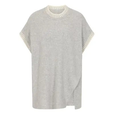 Women's Ribbed Stitch Detail Tank Top In Timeless Mist Grey | Large | Loop Cashmere