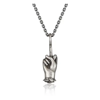 Women's Grey / Silver Pay It No Mind - Middle Finger With Rose Necklace In Sterling Silver | Cartography