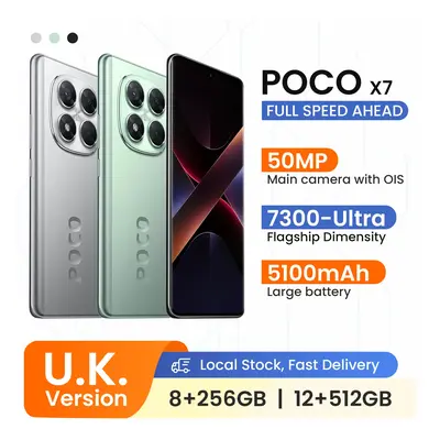 UK Version POCO X7 Smartphone Dimensity 7300-Ultra 6.67" 1.5K AMOLED Curved Display 45W Turbo Ch