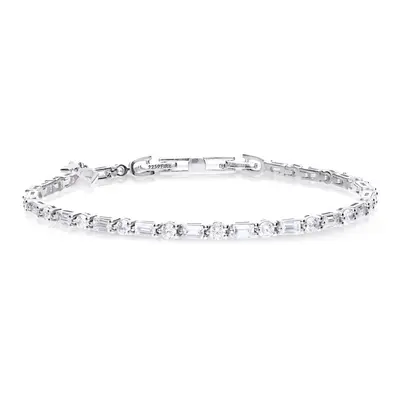 Diamonfire Silver Zirconia Baguette & Round Bracelet For Women