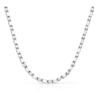 Diamonfire Silver Zirconia Baguette & Round Necklace For Women