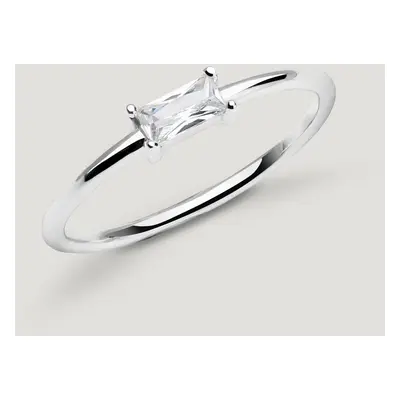 John Greed CANDY Cane Silver CZ Baguette Ring For Women