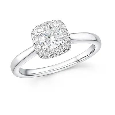 Fine Jewellery by John Greed 18ct White Gold 0.70ct Diamond Halo Ring For Women
